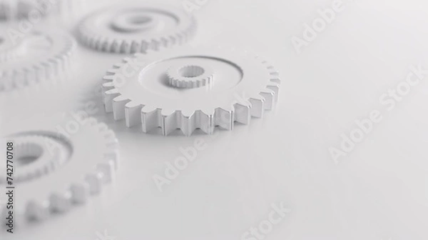 Fototapeta Gears against a blank canvas.