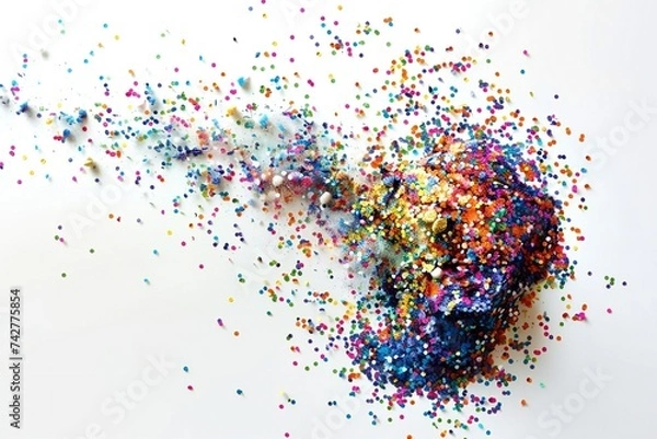 Fototapeta Confetti explosion isolated on white background Generative Ai