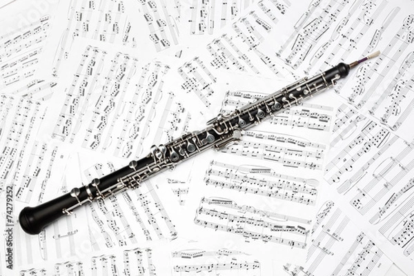 Obraz Oboe with music sheet notes classical musical instruments