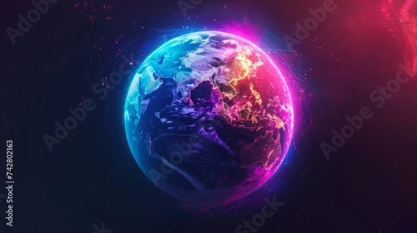Fototapeta planet earth simulating virtual connectivity generative ai