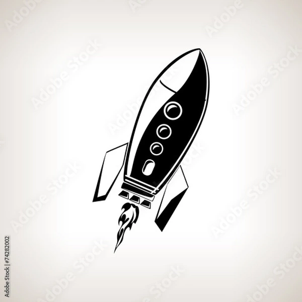 Fototapeta Silhouette rocket on a light background, vector illustration