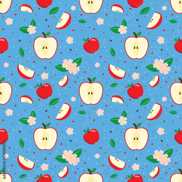 Fototapeta Apple Seamless Vector Fruit Pattern