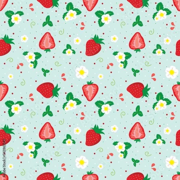 Fototapeta Strawberry Seamless Vector Fruit Pattern