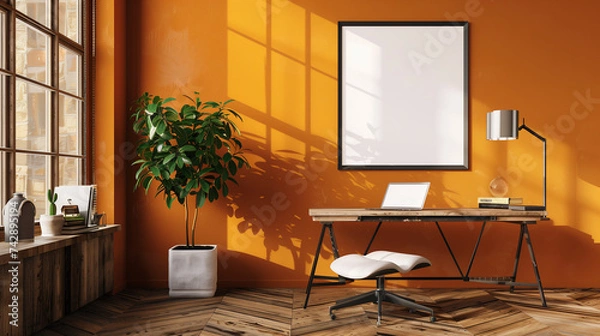 Fototapeta モックアップフレーム、ポスターモックアップ、3Dインテリア。モックアップ背景。
Mockup frame, poster mockup, 3D interior. Mockup backgrounds. [Generative AI]