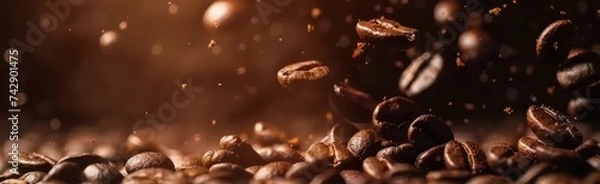 Fototapeta Coffee Beans: A Macro Perspective on Aromatic Roasts and Energizing Brews