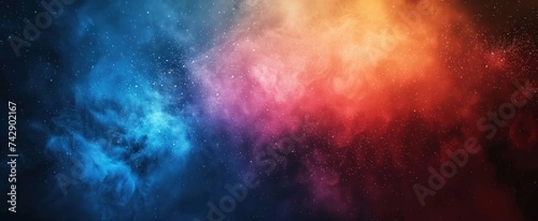 Obraz Sunrise over a tranquil lake: An abstract, glowing sky with vibrant waves of color, creating a beautiful fantasy landscape reflecting on the calm surface, perfect for background