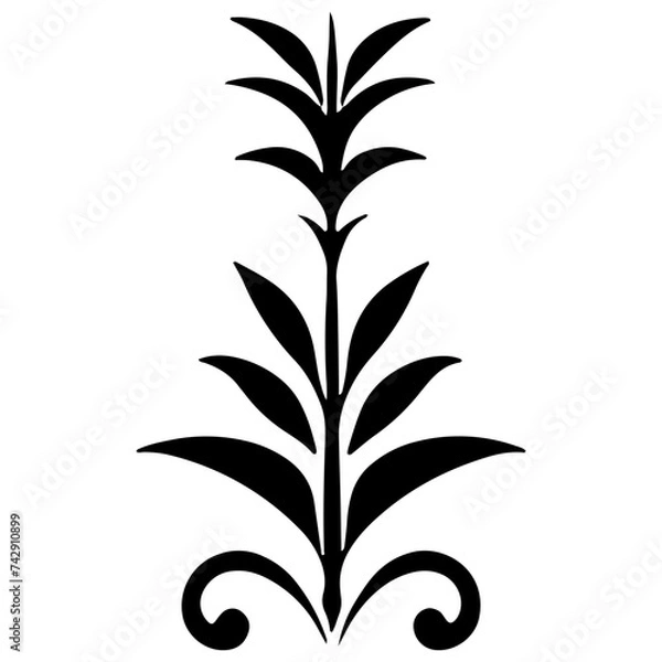 Fototapeta Simple ornament Border, outline, silhouette Decorative Hand drawn symbols frames minimal shapes plant flower line stroke.