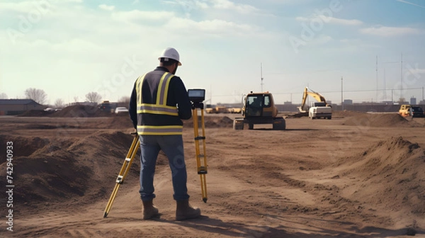 Fototapeta Engineers conducting geotechnical surveys and analyzing soil conditions to assess foundation requirements and inform site preparation activities for construction projects.
