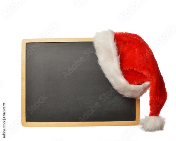Obraz tafel mit weihnachtsmütze
