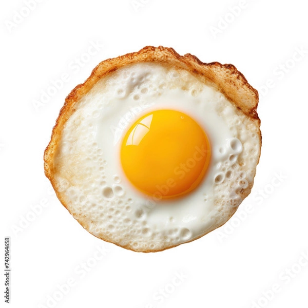 Fototapeta A fried egg isolated on transparent background.