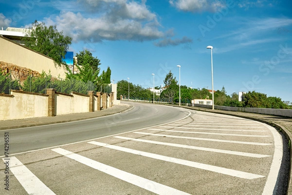 Obraz Empty street road in city with buildings