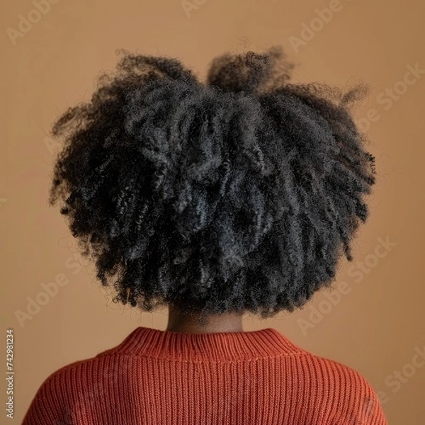 Fototapeta full shot big afro woman, back view