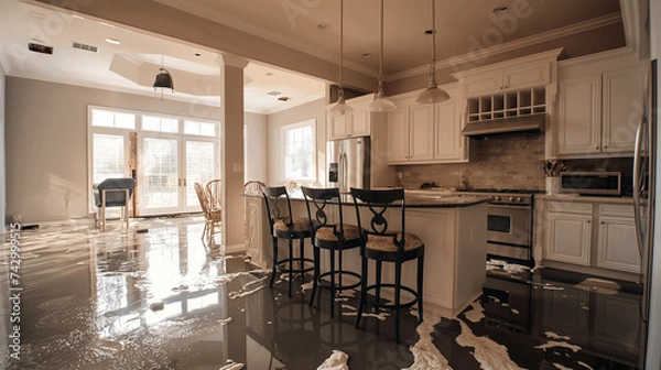 Fototapeta From Despair to Renewal: Before and After Water Damage Remediation