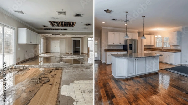 Fototapeta Reviving Spaces: The Transformative Journey of Water Damage Restoration