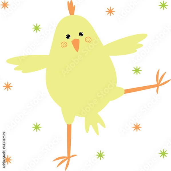 Fototapeta Vector character in flat style chicken.