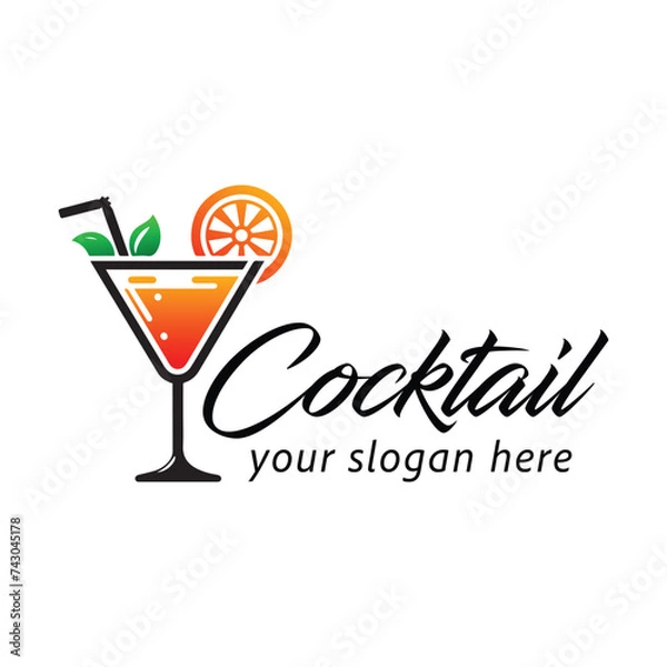 Fototapeta cocktail glass logo vector set template, cocktail glass logo vector set of elements, cocktail glass vector illustration