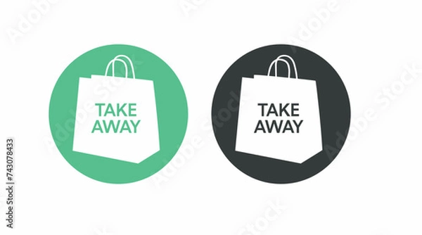 Obraz Take Away Bag Icon Set. Vector isolated set of different color take away 