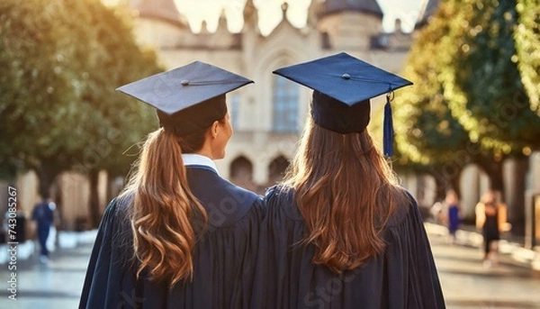 Fototapeta students graduates. rear view at university