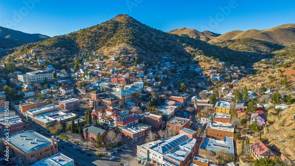 Obraz Bisbee, a historical mining town in South-Eastern Arizona, America, USA. A small town founded in 1880 with amazing old buildings, architecture and a fun travel destination.