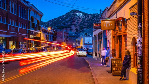 Obraz Bisbee, a historical mining town in South-Eastern Arizona, America, USA. A small town founded in 1880 with amazing old buildings, architecture and a fun travel destination.