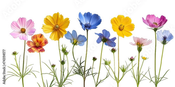 Fototapeta Spring flowers isolated on transparent or white background generative 
