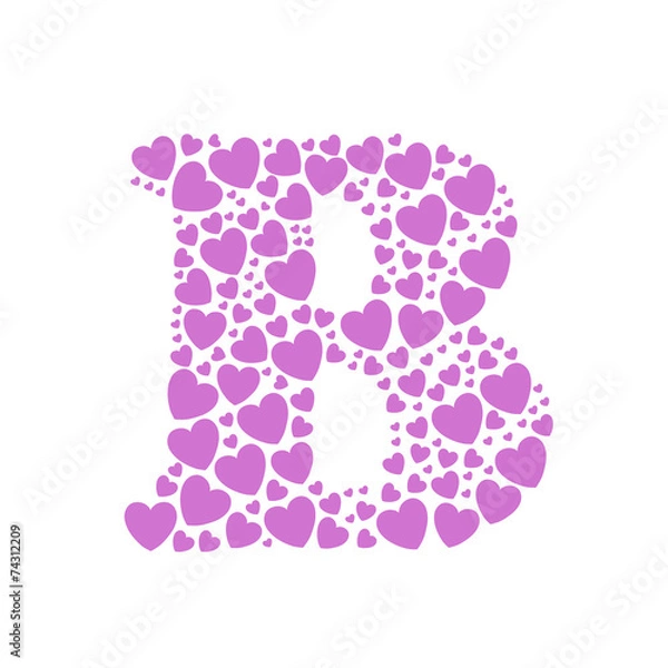 Fototapeta Alphabet B of hearts vector illustration