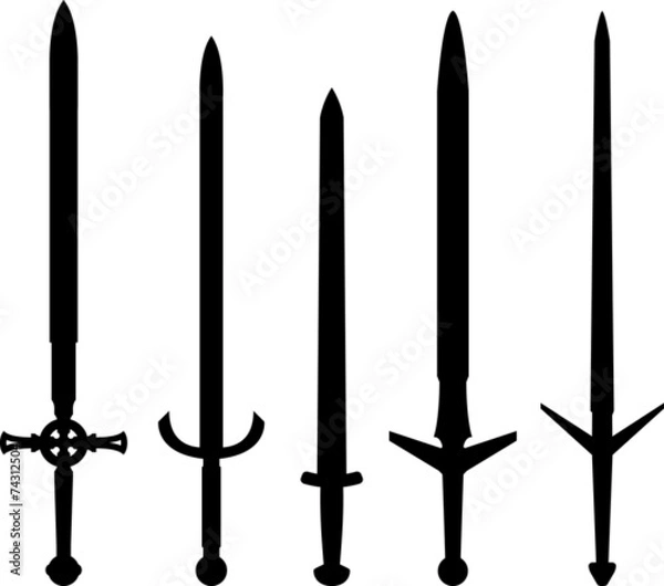 Obraz silhouettes of medieval swords