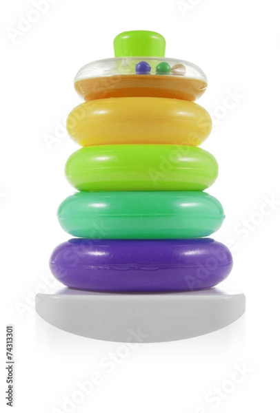 Fototapeta Pyramid build from colored  rings. Toy for babies and toddlers t