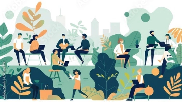 Obraz Modern workspace, colourful 