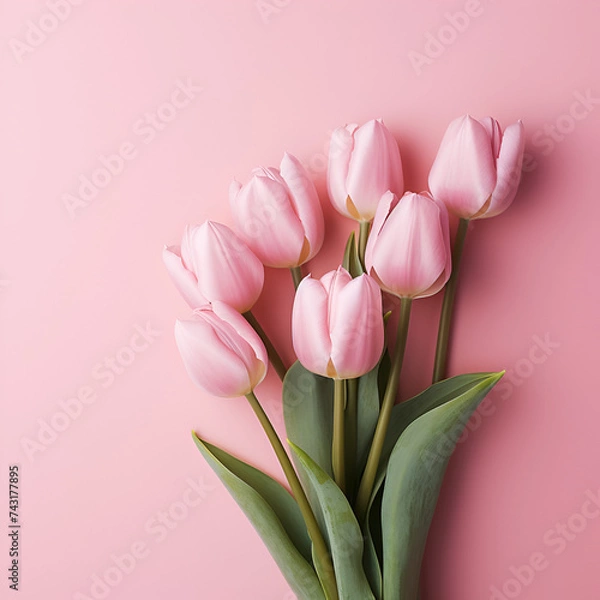 Obraz bouquet of tulips Pink pink background