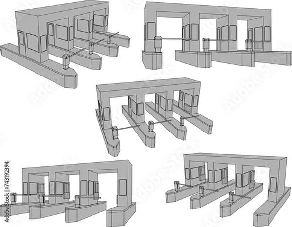 Obraz Vector sketch illustration of the design of entrance gates for car parks and highway tolls