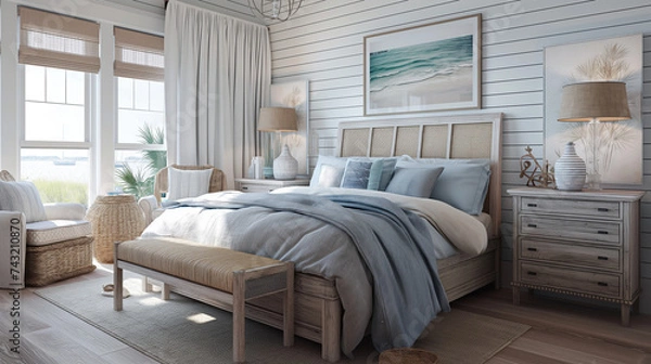 Fototapeta Seaside Serenity: Embracing the Ocean's Calm in Your Bedroom