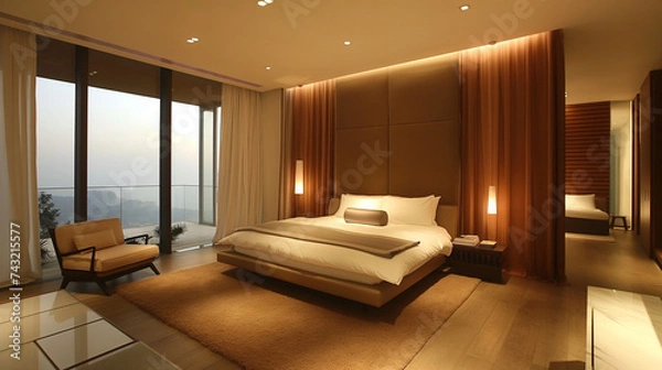 Fototapeta Sunset Serenity: A Harmonious Retreat with Panoramic Views