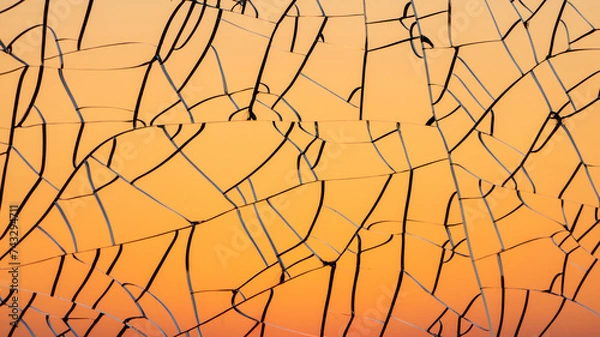 Obraz Sunset gradient through cracked glass