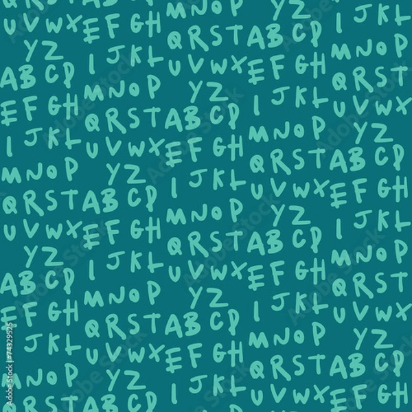 Fototapeta A green seamless alphabet vector pattern background