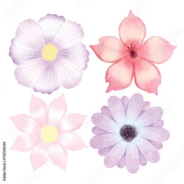 Obraz hand drawn watercolor flower floral element pack