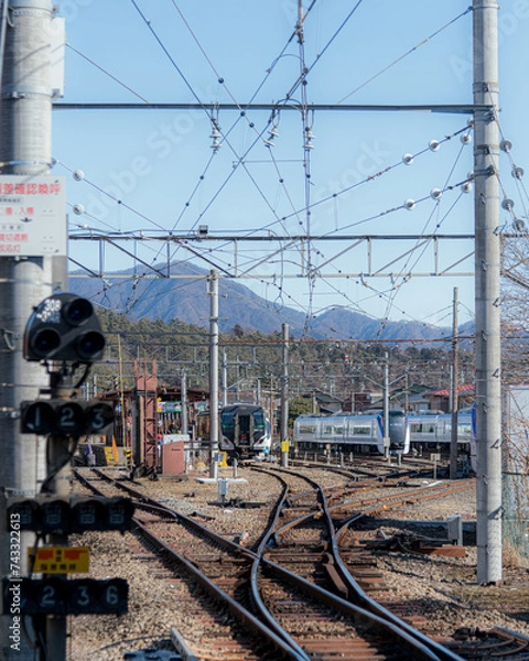 Fototapeta 산과 철도의 모습