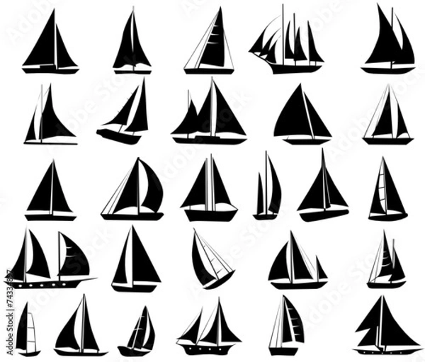 Obraz A set of vector silhouettes of yachts