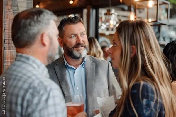 Fototapeta Business Networking Event at a Bar