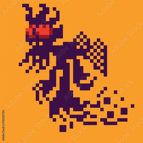 Obraz shadow monster, pixel art, 8-bit, vector, pixel, retro