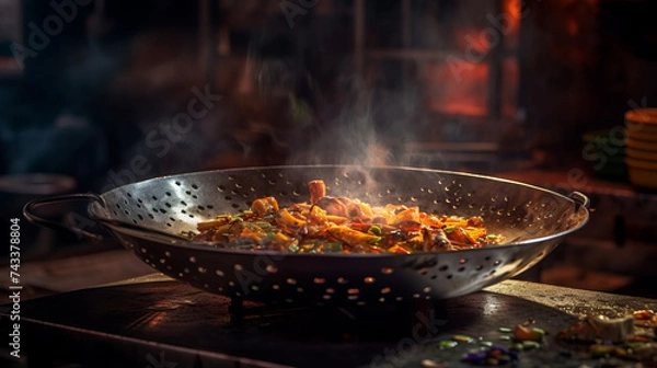 Fototapeta Experience the Art of Cooking with a Variety of Delicious Meals Using Traditional Kitchen Tools and Techniques - From Sizzling Pans to Flavorful Soups, generative AI