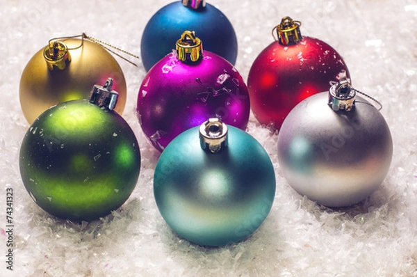 Obraz Colorful christmas baubles