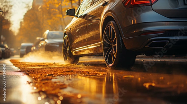 Fototapeta Revving Up: The Ultimate Guide to Car Safety and Performance in Urban Traffic & Beyond, generative AI