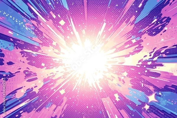 Obraz Dynamic Radial Pop Art: A Manga Strip Backdrop.