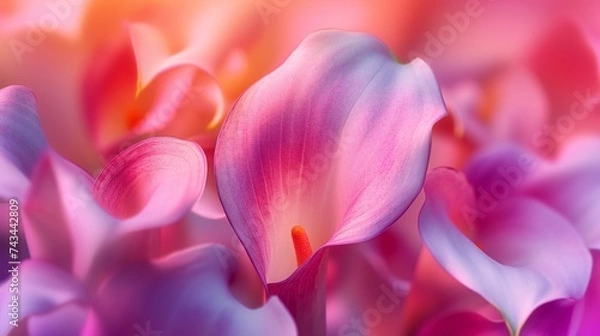 Fototapeta Calla lilies paint the air with a palette of vibrant hues, their colors blending and melding in a harmonious symphony of beauty.