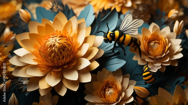 Fototapeta Vibrant Blooms: A Colorful Garden of Summer Flowers in Full Bloom, generative AI