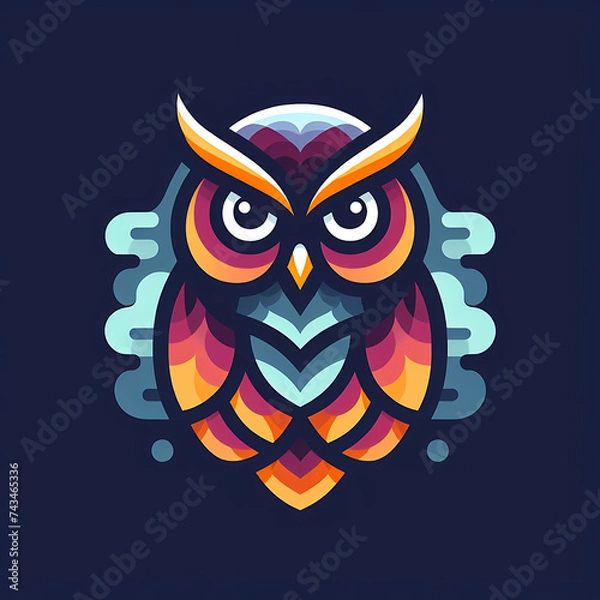 Obraz Snowy owl in arctic forest on transparent background. Arctic bird in natural habitat, Colorful Flat Design Illustration of a Stylized Owl Against a Light Background