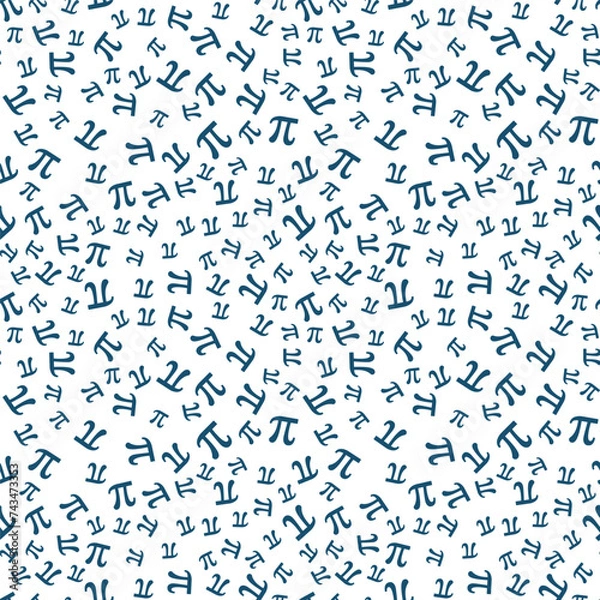 Fototapeta Mathematics concept pattern with Blue Greek Pi symbol - vector Math seamless background