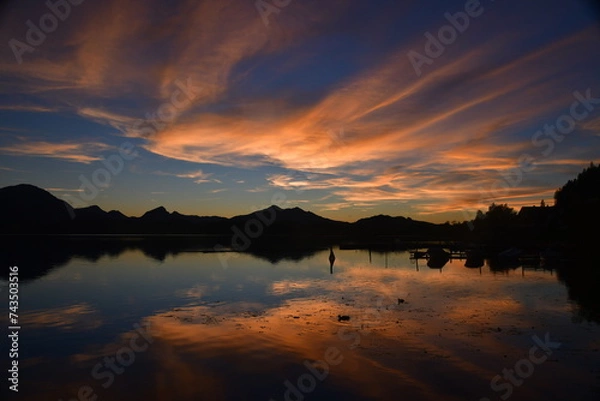 Fototapeta Abendrot über dem Hopfensee im Allgäu