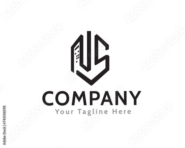 Fototapeta N S initial letter monogram construction logo symbol design template illustration inspiration